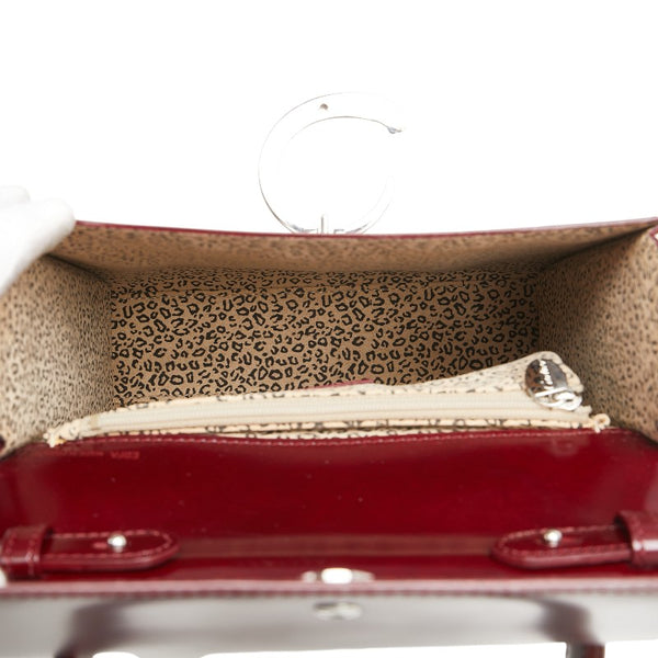 カルティエ パンテール レオパード ハンドバッグ ショルダーバッグ 2WAY ワインレッド レザー レディース CARTIER 【中古】