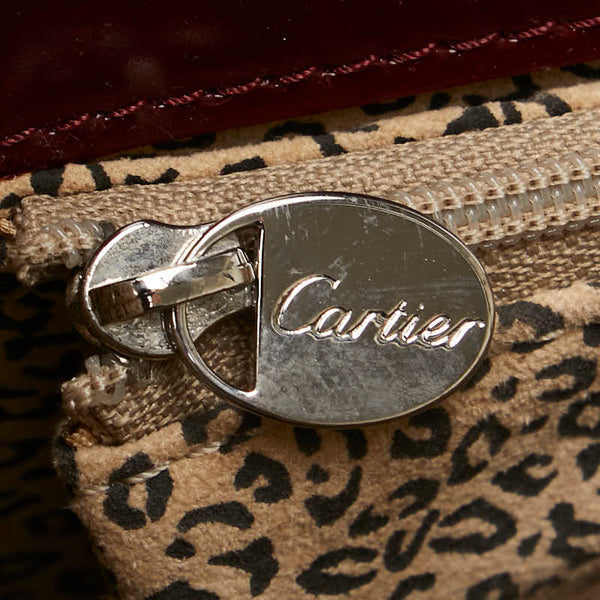 カルティエ パンテール レオパード ハンドバッグ ショルダーバッグ 2WAY ワインレッド レザー レディース CARTIER 【中古】