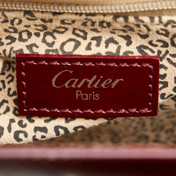 カルティエ パンテール レオパード ハンドバッグ ショルダーバッグ 2WAY ワインレッド レザー レディース CARTIER 【中古】