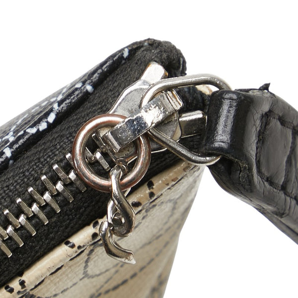 シャネル ココマーク カメリア シルバー金具 クラッチバッグ ブラック ベージュ PVC レディース CHANEL 【中古】