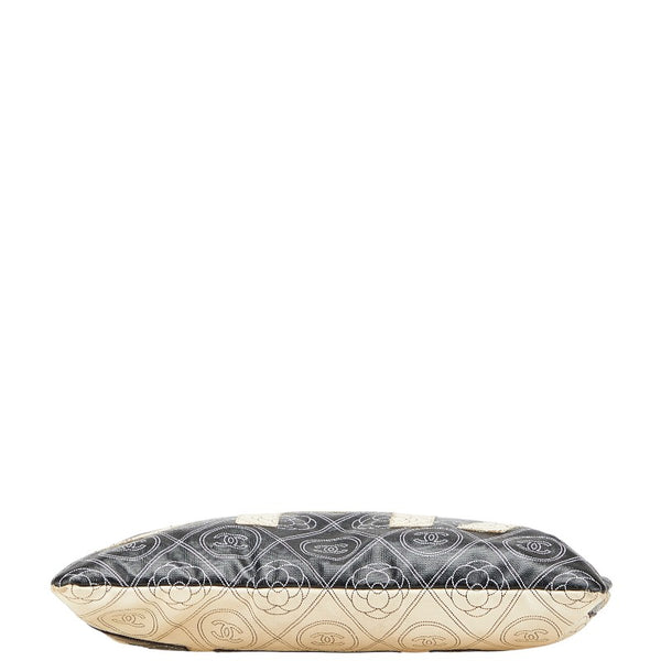 シャネル ココマーク カメリア シルバー金具 クラッチバッグ ブラック ベージュ PVC レディース CHANEL 【中古】