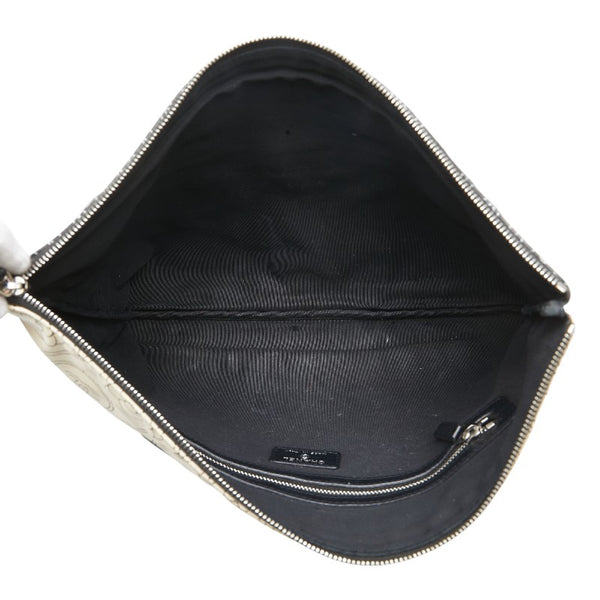 シャネル ココマーク カメリア シルバー金具 クラッチバッグ ブラック ベージュ PVC レディース CHANEL 【中古】