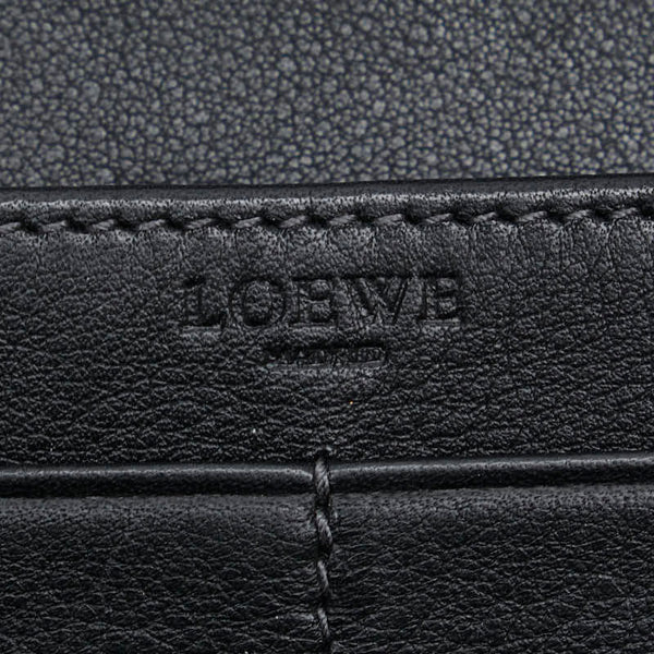 ロエベ リピートアナグラム 長財布 グレー ブラック PVC レザー レディース LOEWE 【中古】