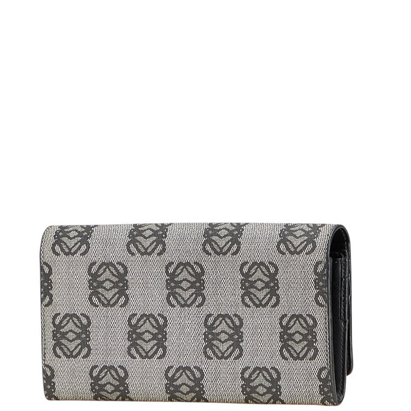 ロエベ リピートアナグラム 長財布 グレー ブラック PVC レザー レディース LOEWE 【中古】