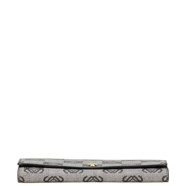 ロエベ リピートアナグラム 長財布 グレー ブラック PVC レザー レディース LOEWE 【中古】