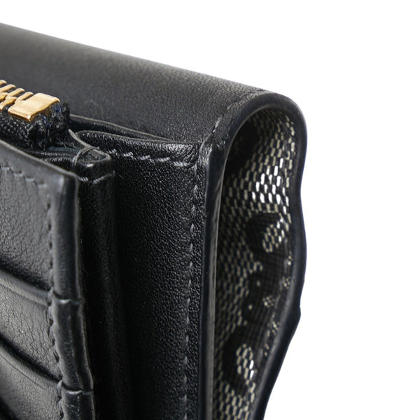 ロエベ リピートアナグラム 長財布 グレー ブラック PVC レザー レディース LOEWE 【中古】