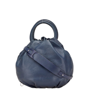 ロエベ バウンス ハンドバッグ ショルダーバッグ 2WAY ネイビー レザー レディース LOEWE 【中古】