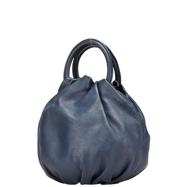 ロエベ バウンス ハンドバッグ ショルダーバッグ 2WAY ネイビー レザー レディース LOEWE 【中古】