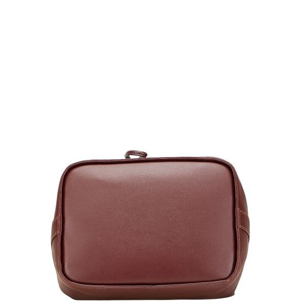 カルティエ マストライン 巾着 ショルダーバッグ ワインレッド ボルドー レザー レディース CARTIER 【中古】