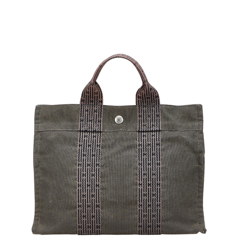 エルメス エールライン トートPM  ハンドバッグ グレー キャンバス レディース HERMES 【中古】