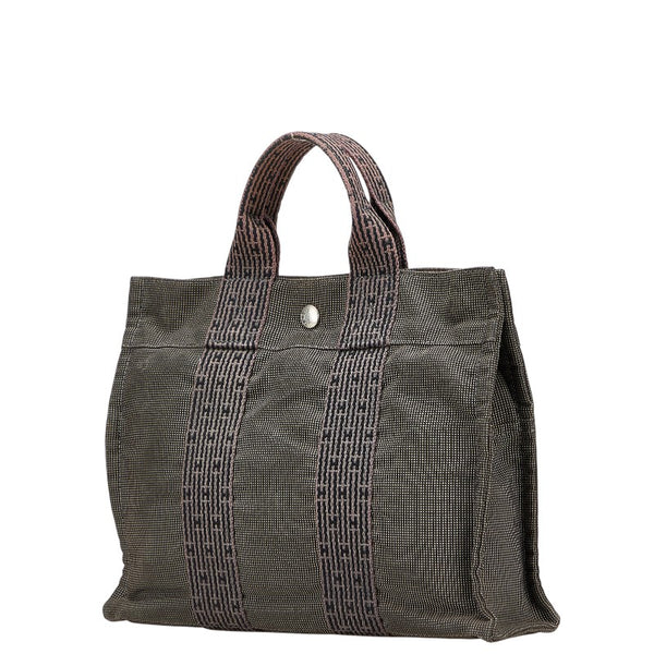 エルメス エールライン トートPM  ハンドバッグ グレー キャンバス レディース HERMES 【中古】