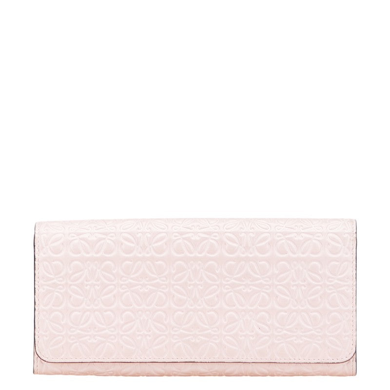 ロエベ アナグラム 長財布 ピンク レザー レディース LOEWE 【中古】