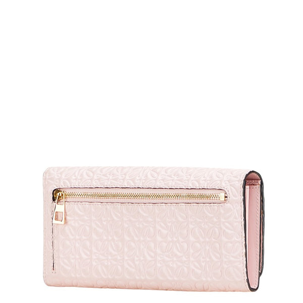 ロエベ アナグラム 長財布 ピンク レザー レディース LOEWE 【中古】