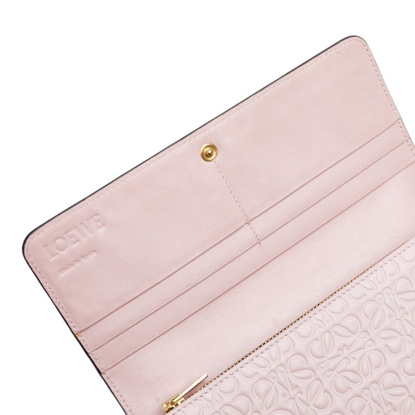 ロエベ アナグラム 長財布 ピンク レザー レディース LOEWE 【中古】