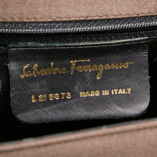サルヴァトーレフェラガモ ヴァラリボン 斜め掛け ショルダーバッグ L21-5678 ブラウン サテン レディース Salvatore Ferragamo 【中古】