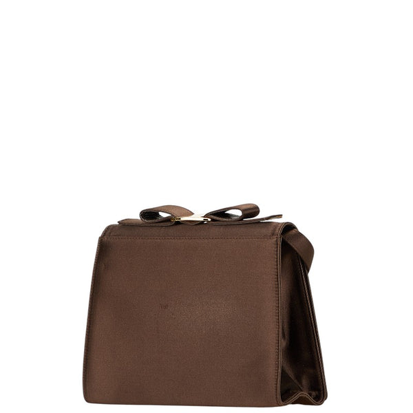 サルヴァトーレフェラガモ ヴァラリボン 斜め掛け ショルダーバッグ L21-5678 ブラウン サテン レディース Salvatore Ferragamo 【中古】