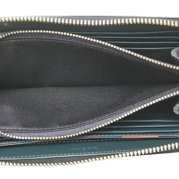 ポール スミス ブライトストライププラー ラウンドファスナー 長財布 BPS917 ブラック レザー メンズ Paul Smith 【中古】