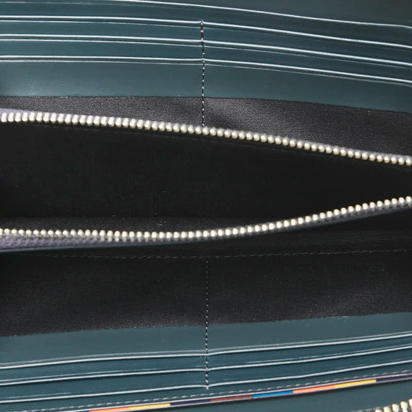 ポール スミス ブライトストライププラー ラウンドファスナー 長財布 BPS917 ブラック レザー メンズ Paul Smith 【中古】
