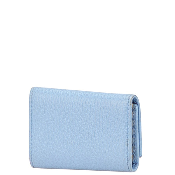 グッチ GGマーモント ダブルＧ キーケース 456118 ライトブルー レザー レディース GUCCI 【中古】