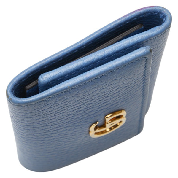 グッチ GGマーモント ダブルＧ キーケース 456118 ライトブルー レザー レディース GUCCI 【中古】