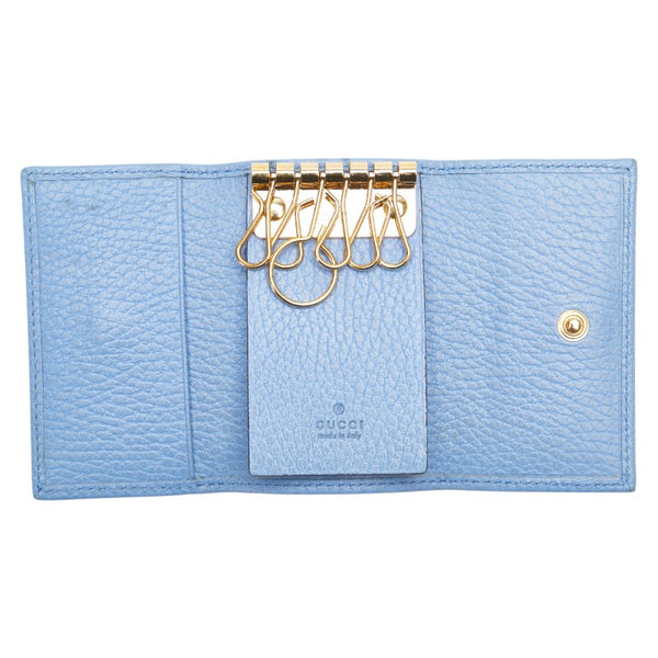 グッチ GGマーモント ダブルＧ キーケース 456118 ライトブルー レザー レディース GUCCI 【中古】