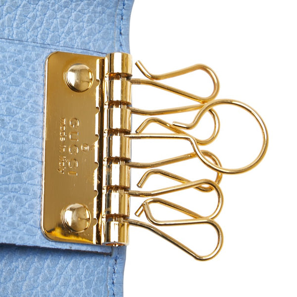 グッチ GGマーモント ダブルＧ キーケース 456118 ライトブルー レザー レディース GUCCI 【中古】
