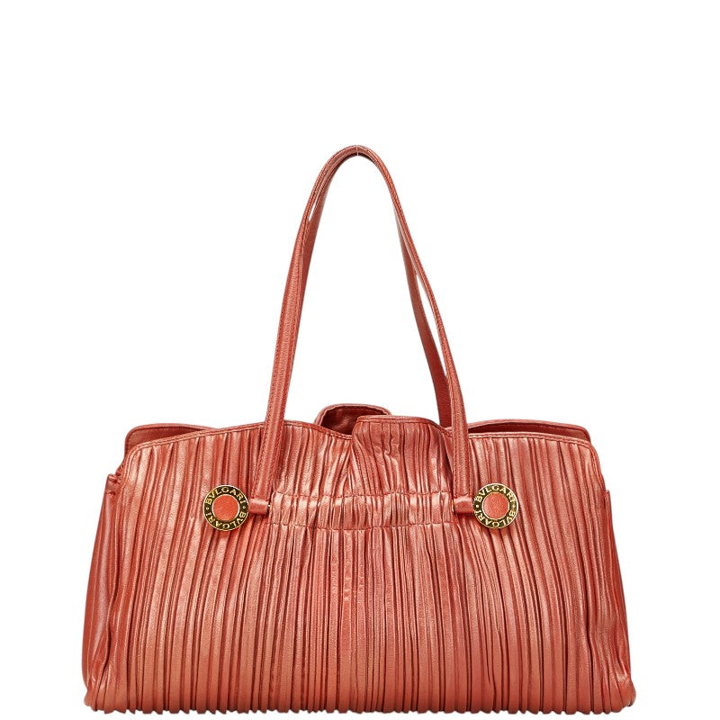 ブルガリ ブルガリブルガリ プリーツ トートバッグ ショルダーバッグ ブラウン レザー レディース BVLGARI 【中古】