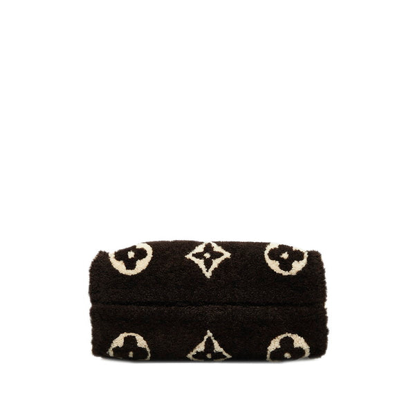 ルイ ヴィトン モノグラム テディ オンザゴーGM トートバッグ M55420 ブラウン アイボリー ムートン レザー レディース LOUIS VUITTON 【中古】