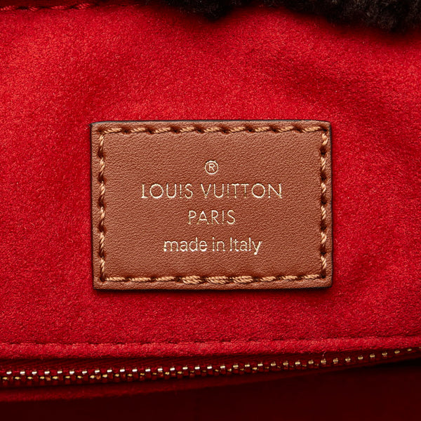 ルイ ヴィトン モノグラム テディ オンザゴーGM トートバッグ M55420 ブラウン アイボリー ムートン レザー レディース LOUIS VUITTON 【中古】