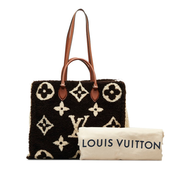 ルイ ヴィトン モノグラム テディ オンザゴーGM トートバッグ M55420 ブラウン アイボリー ムートン レザー レディース LOUIS VUITTON 【中古】
