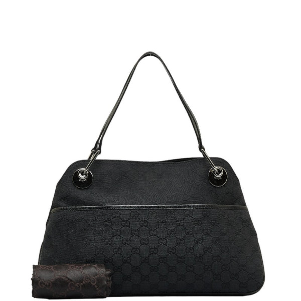 グッチ GGキャンバス ハンドバッグ トートバッグ 121023 ブラック キャンバス レザー レディース GUCCI 【中古】