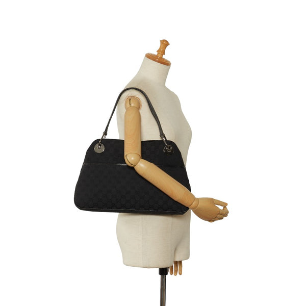 グッチ GGキャンバス ハンドバッグ トートバッグ 121023 ブラック キャンバス レザー レディース GUCCI 【中古】