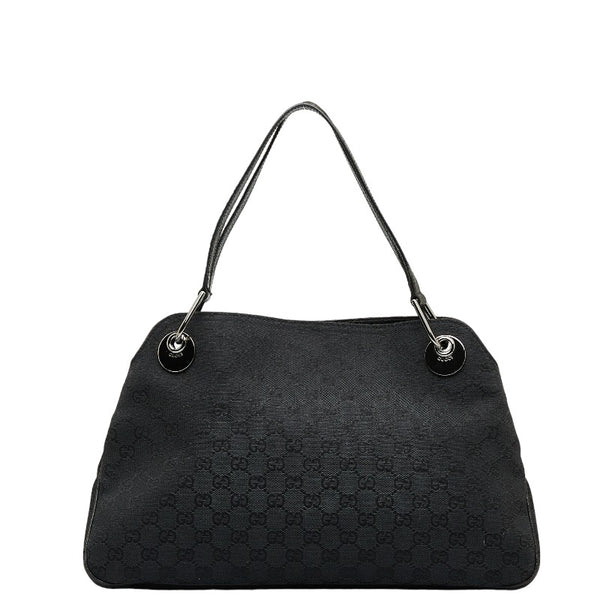 グッチ GGキャンバス ハンドバッグ トートバッグ 121023 ブラック キャンバス レザー レディース GUCCI 【中古】