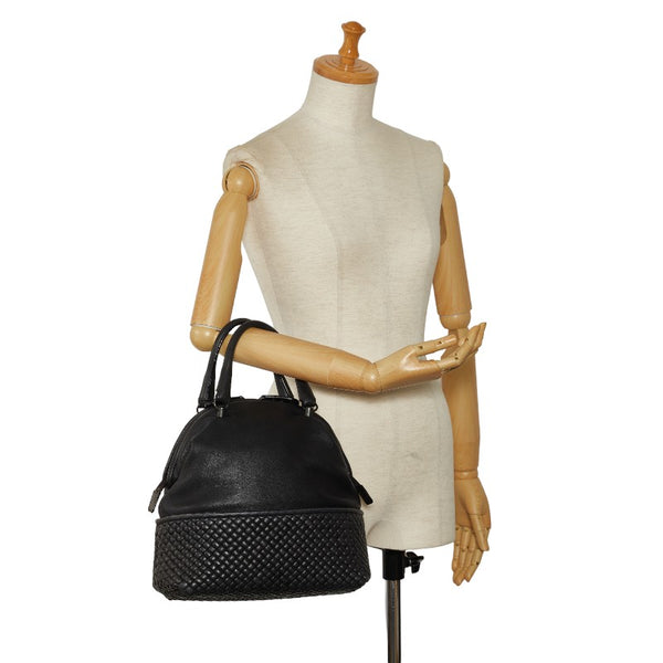 ボッテガヴェネタ イントレチャート ハンドバッグ ブラック レザー レディース BOTTEGAVENETA 【中古】