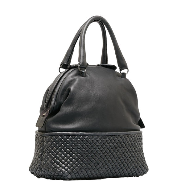 ボッテガヴェネタ イントレチャート ハンドバッグ ブラック レザー レディース BOTTEGAVENETA 【中古】