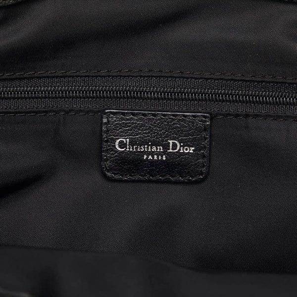 ディオール トロッター フラワー刺繍 エンブロイダリー ハンドバッグ トートバッグ ブラック キャンバス レザー レディース Dior 【中古】