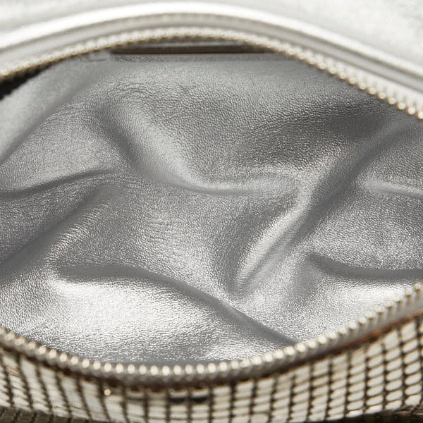 ジミーチュウ クロコ型押し チェーン ワンショルダーバッグ シルバー ブラック レザー メタル レディース JIMMY CHOO 【中古】