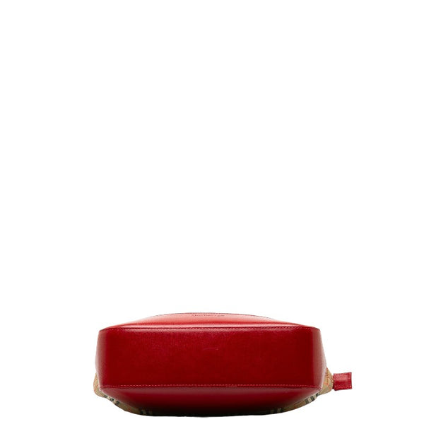 バーバリー ノバチェック シャドーホース トートバッグ ベージュ レッド レザー レディース BURBERRY 【中古】
