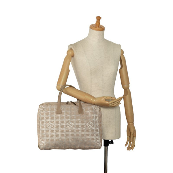 シャネル ニュートラベルライン ハンドバッグ ビジネスバッグ ブリーフケース ベージュ キャンバス レザー レディース CHANEL 【中古】