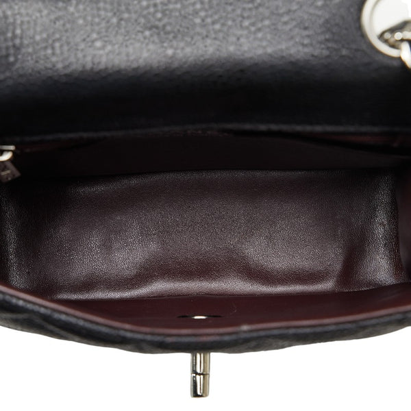 シャネル ミニ マトラッセ チェーン ショルダーバッグ ブラック シルバー キャビアスキン レディース CHANEL 【中古】