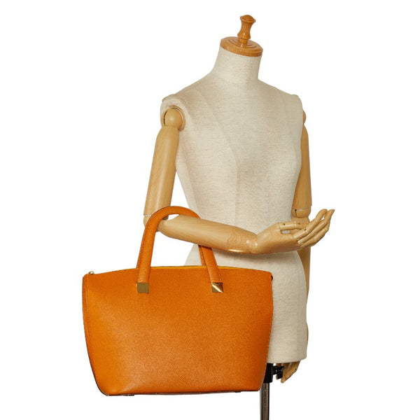 セリーヌ ハンドバッグ トートバッグ オレンジ レザー レディース CELINE 【中古】