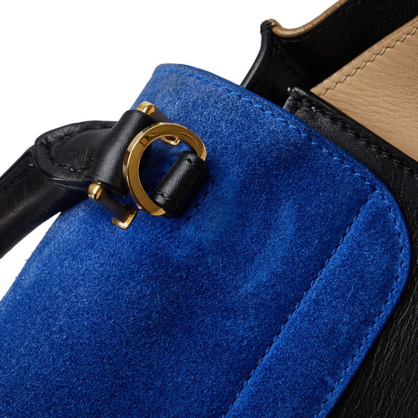 セリーヌ トラぺーズ ハンドバッグ ショルダーバッグ 2WAY ブルー ブラック ベージュ レザー スウェード レディース CELINE 【中古】