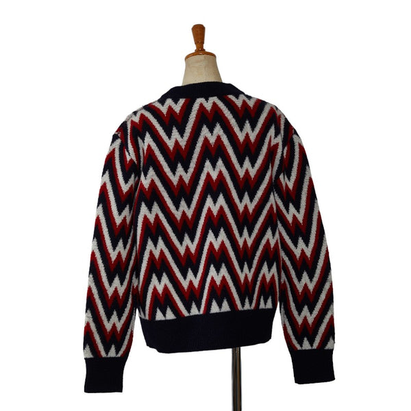モンクレール トリコロール ニット サイズ:M ネイビー レッド ウール レディース MONCLER 【中古】