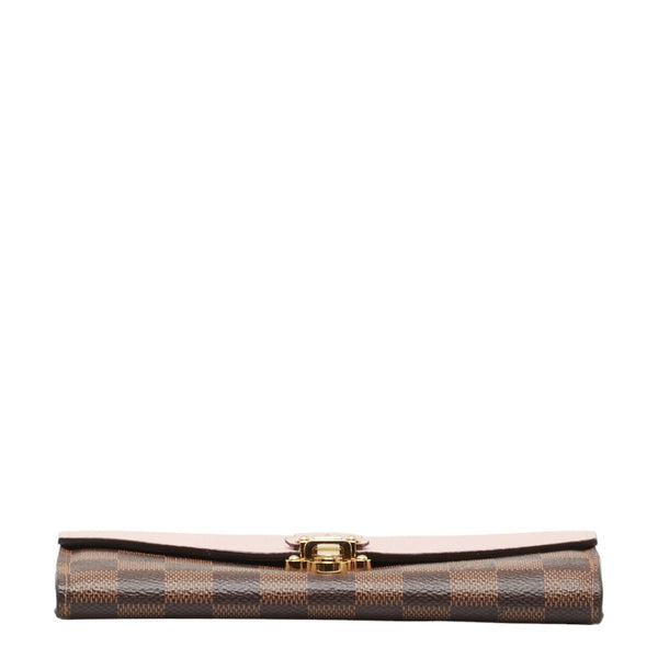 ルイ ヴィトン ダミエ ポルトフォイユ クラプトン 長財布 N64447 マグノリア ピンク ブラウン PVC レザー レディース LOUIS VUITTON 【中古】