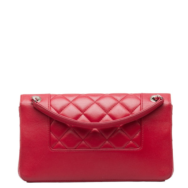 シャネル マトラッセ ココマーク チェーン 斜め掛け ショルダーバッグ レッド レザー レディース CHANEL 【中古】