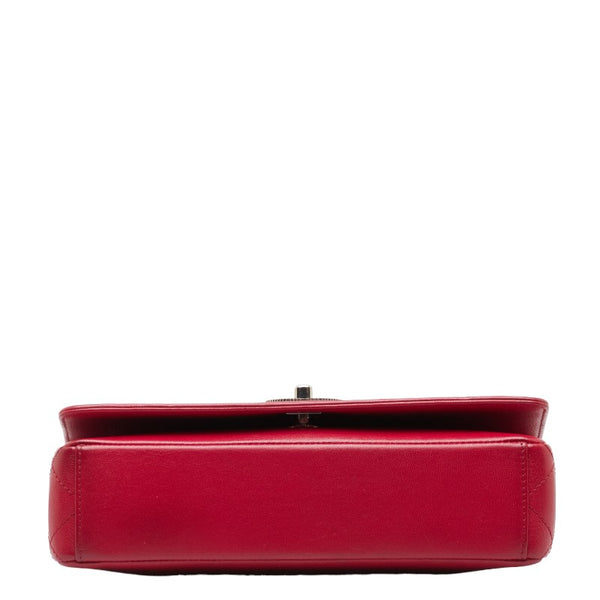 シャネル マトラッセ ココマーク チェーン 斜め掛け ショルダーバッグ レッド レザー レディース CHANEL 【中古】