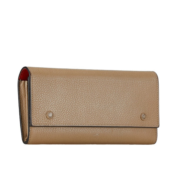 セリーヌ ラージフラップ 長財布 SPG5125 ベージュ レザー レディース CELINE 【中古】