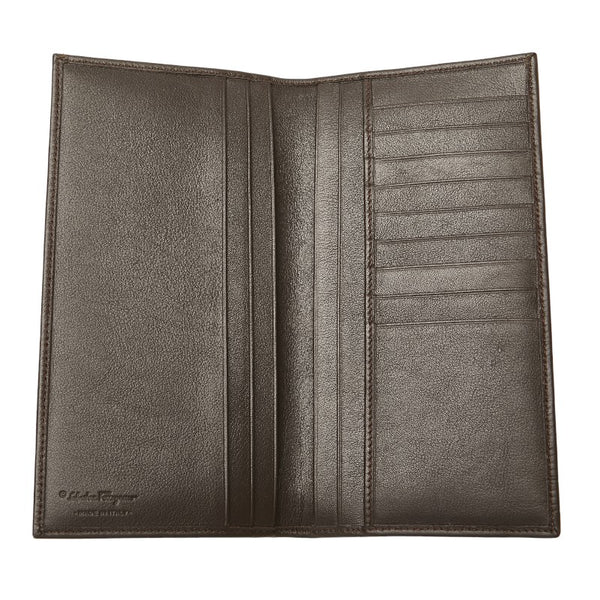 サルヴァトーレフェラガモ 長財布 ブラウン レザー メンズ Salvatore Ferragamo 【中古】