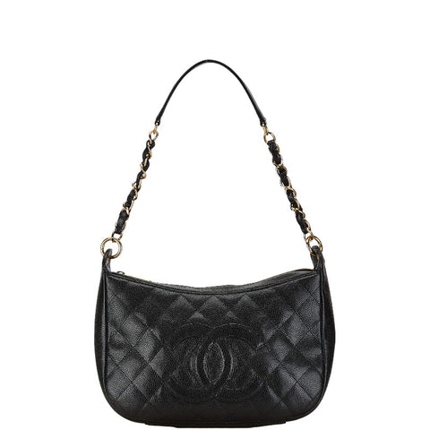シャネル マトラッセ ココマーク チェーン ショルダーバッグ ブラック キャビアスキン レディース CHANEL 【中古】