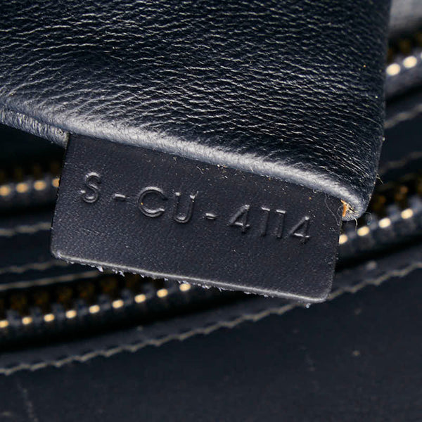 セリーヌ ラゲージ ナノショッパー ハンドバッグ ネイビー オレンジ ベージュ レザー レディース CELINE 【中古】